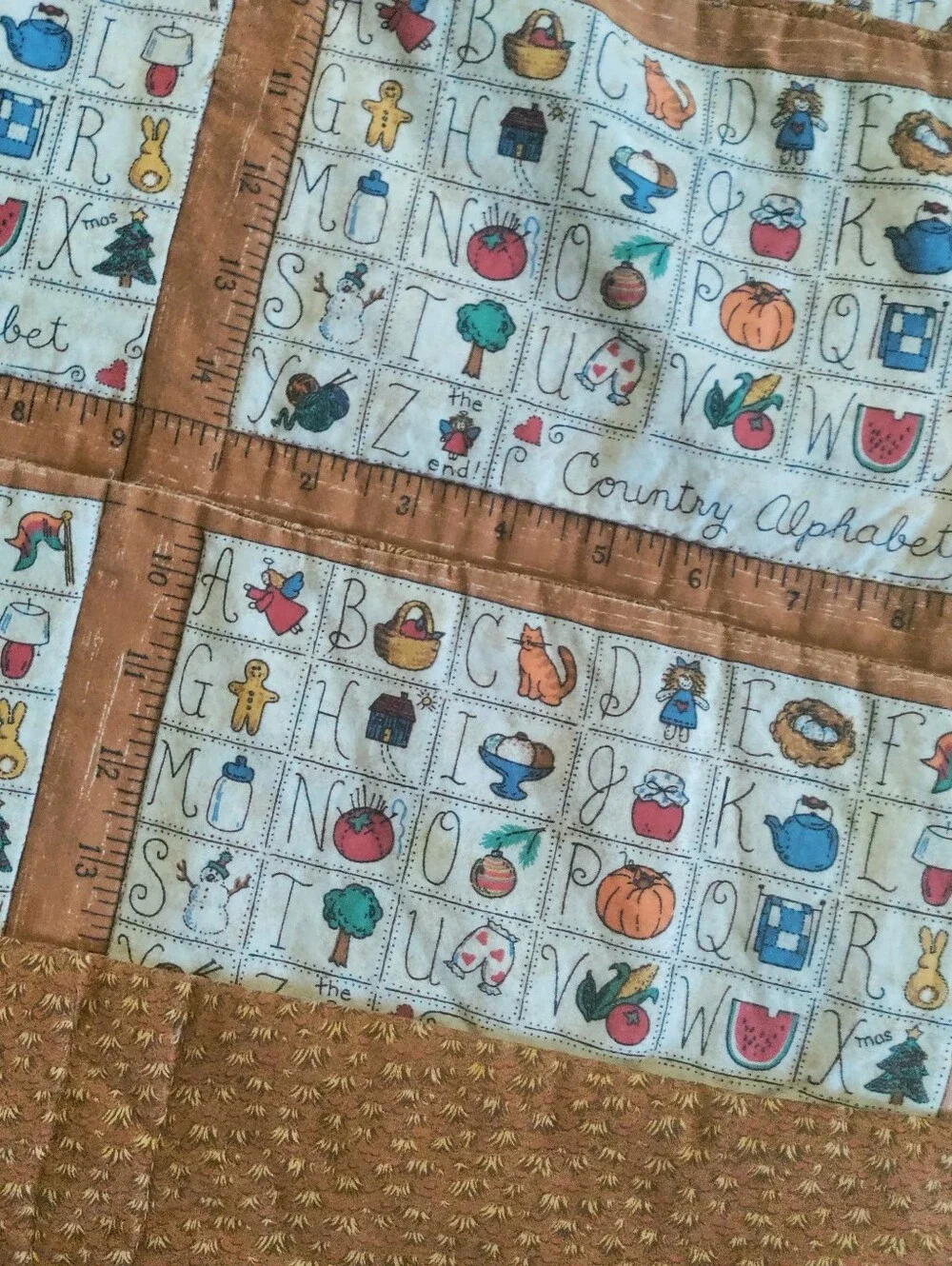 Cottagecore Handmade Country Alphabet Placemat Set Of 4 Teacher Ruler ABCs Cloth